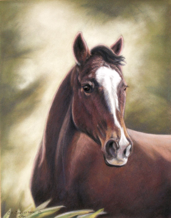 Painting of thoroughbred horse